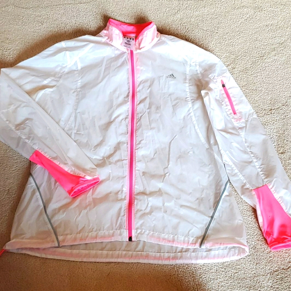ADIDAS Windbreaker sz. L ( fit M), white / pink